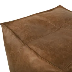 Puf pătrat cu cusături - Piele Naturală Premium – vedere 4