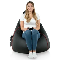 Perfect pentru camerele de gaming, acest fotoliu puf negru oferă confort stilat