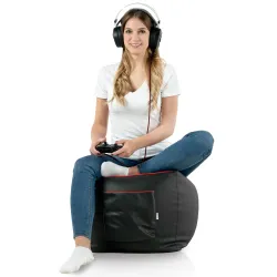 Fotoliu puf gaming elegant negru pentru a-ți îmbunătăți experiența de joc