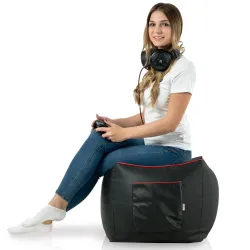 Fotoliu puf gaming confortabil negru, perfect pentru joc și relaxare