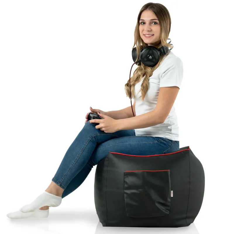 Fotoliu puf gaming confortabil negru, perfect pentru joc și relaxare