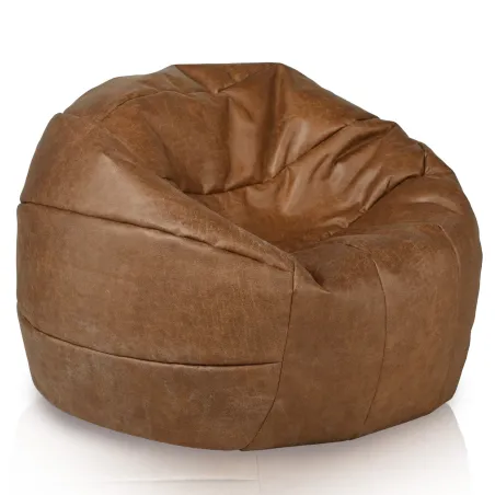Puff Sillón cu brațe rotunde - Piele Naturală Premium