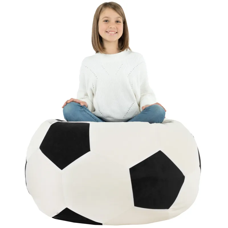 Negru fotoliu puf minge fotbal velvet