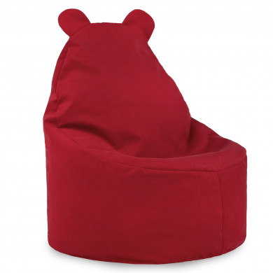 Roșu fotoliu puf pentru copii teddy velvet