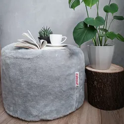 Puf Rotund Cilindru - Blană Artificială Yeti – vedere 3