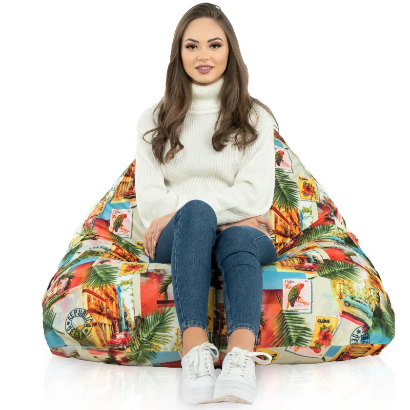 Fotoliu Puf relaxare de podea XL Bermuda - Material Imprimeu Premium – vedere 69