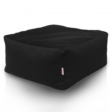 Negru taburet pătrat velvet