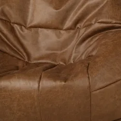 Puff Sillón cu brațe rotunde - Piele Naturală Premium – vedere 3