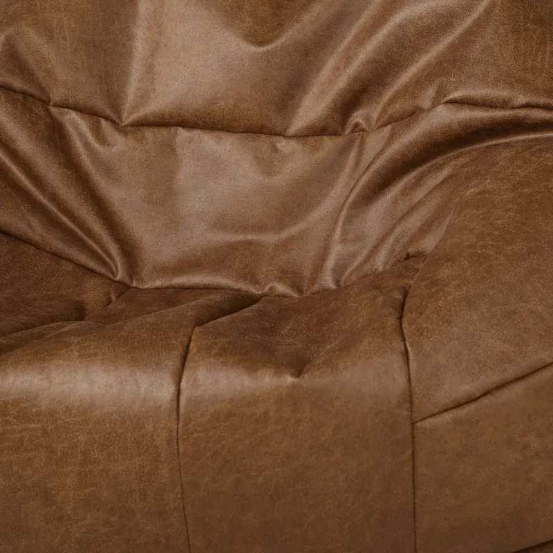 Puff Sillón cu brațe rotunde - Piele Naturală Premium – vedere 3