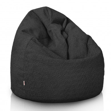Negru fotoliu puf para bouclé