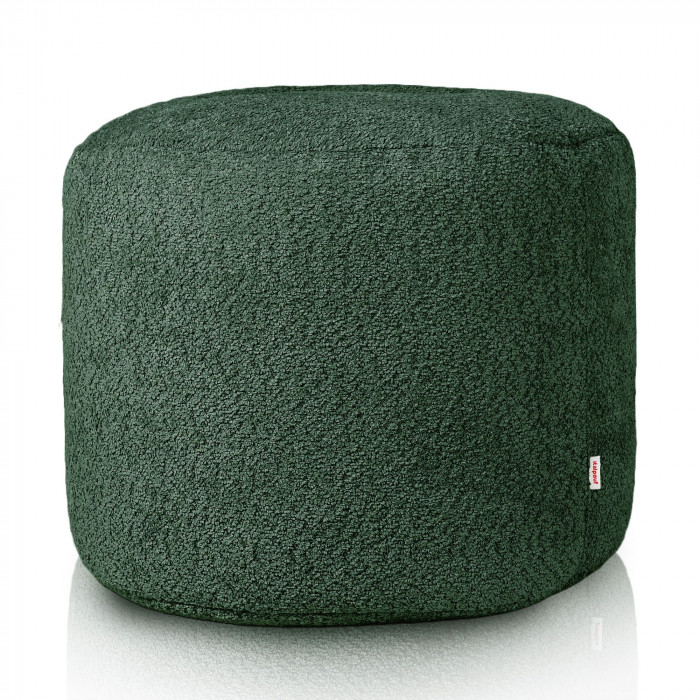 Pouf verde inchis cilindro boucle