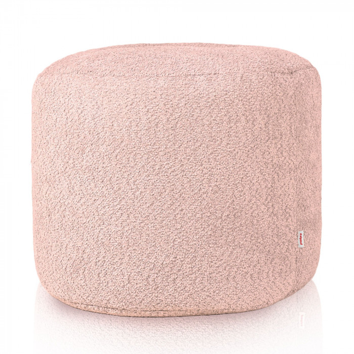 Pouf roz pudra cilindro boucle