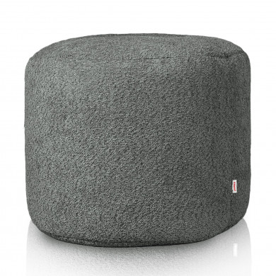 Pouf gri cilindro boucle