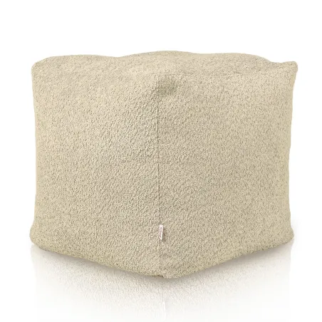 Taburet pătrat bej din material boucle pentru decor elegant