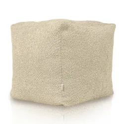 Fotoliu puf moale bej din material boucle pentru zone confortabile