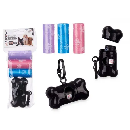 Container pentru pungi de fecale cu 3 role de 15 buc - accesorii pentru animale de companie
