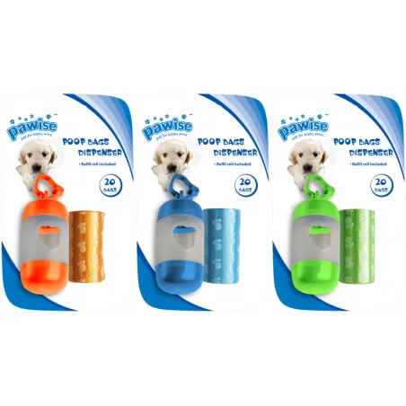 Distribuitor de pungi pentru fecale 2 x 20 de pungi, accesoriu util pentru proprietarii de câini