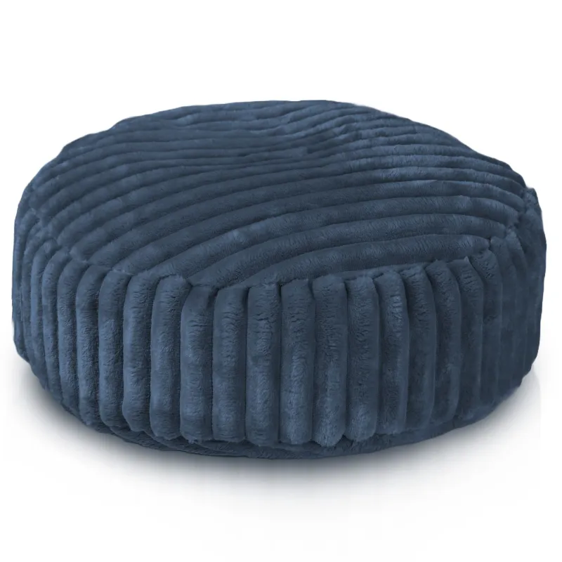 Puf Taburet Suport Picioare Rotund -Catifea Raiată Stripe