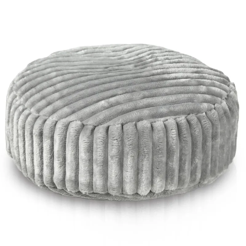 Puf Taburet Suport Picioare Rotund -Catifea Raiată Stripe