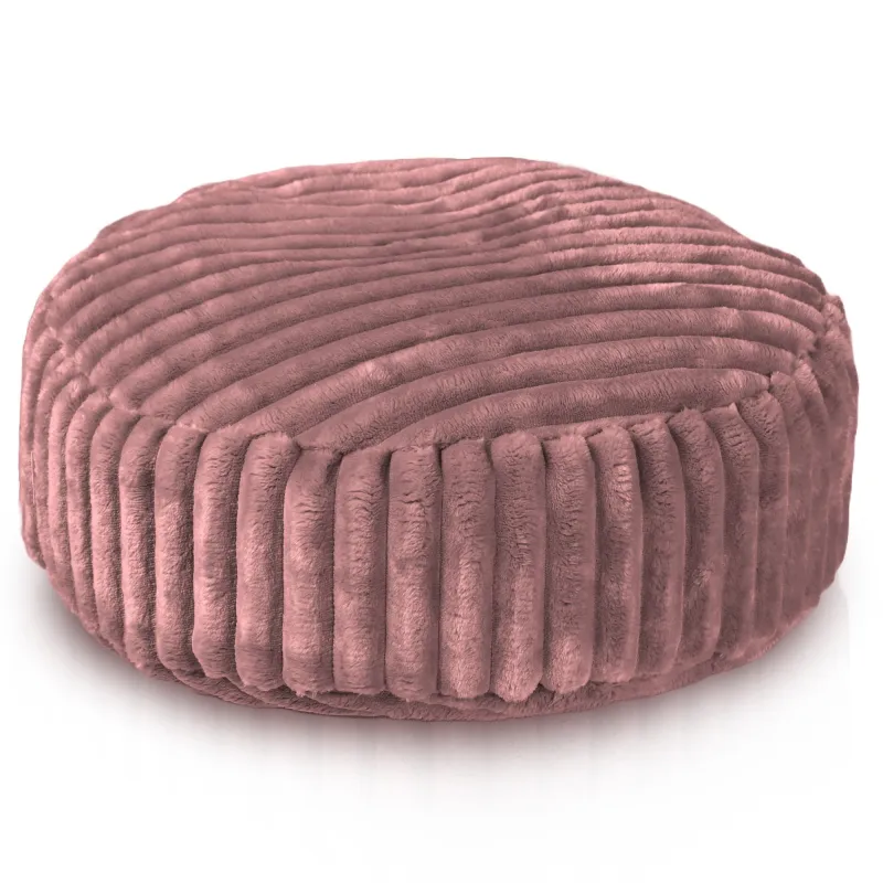 Puf Taburet Suport Picioare Rotund -Catifea Raiată Stripe