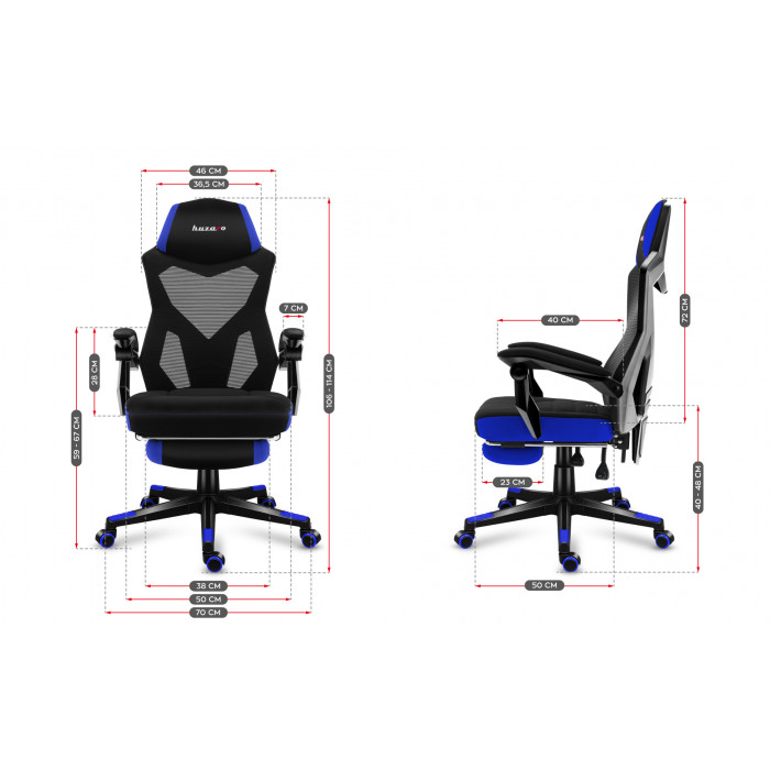 Dimensiunile scaunului Huzaro Combat 3.0 Blue