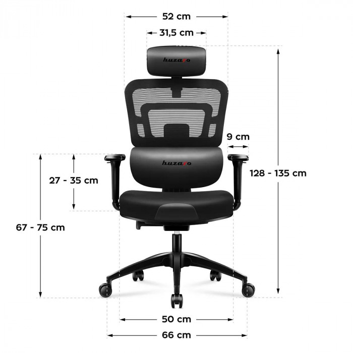 Dimensiunile scaunului de gaming Huzaro Combat 7.0 Black