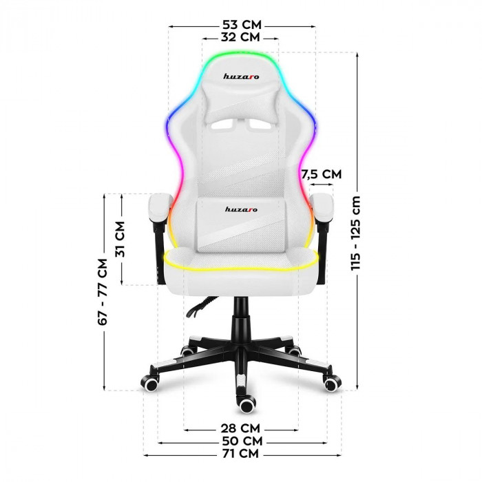 Dimensiunile scaunului Huzaro Force 4.4 RGB White