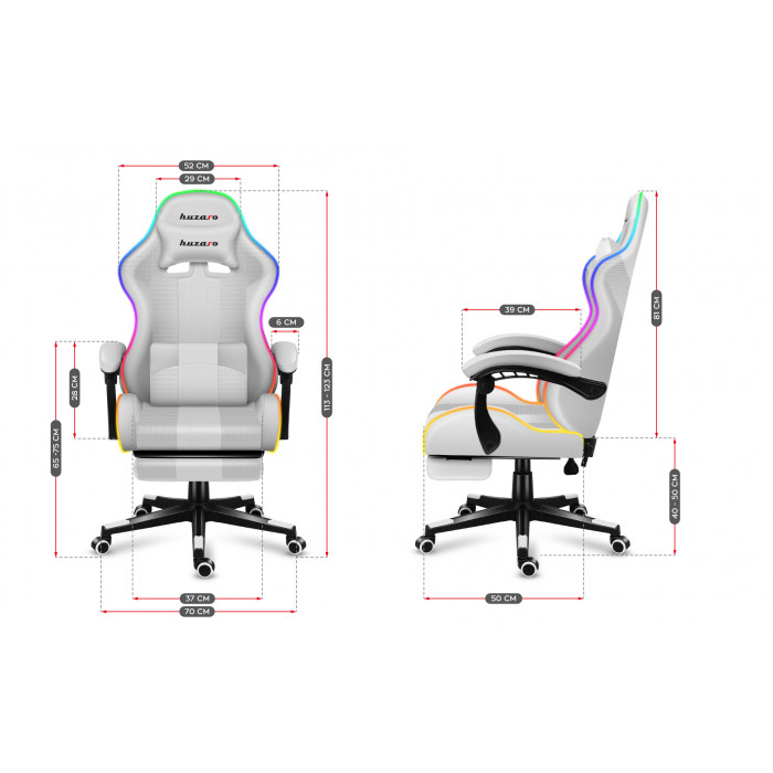 Dimensiunile scaunului Huzaro Force 4.7 White RGB