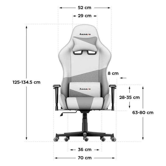 Dimensiunile scaunului Huzaro Force 6.2 white mesh