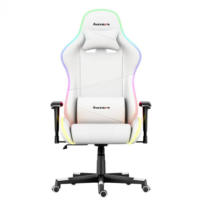 Partea din față a scaunului de gaming Huzaro Force 6.2 White RBG