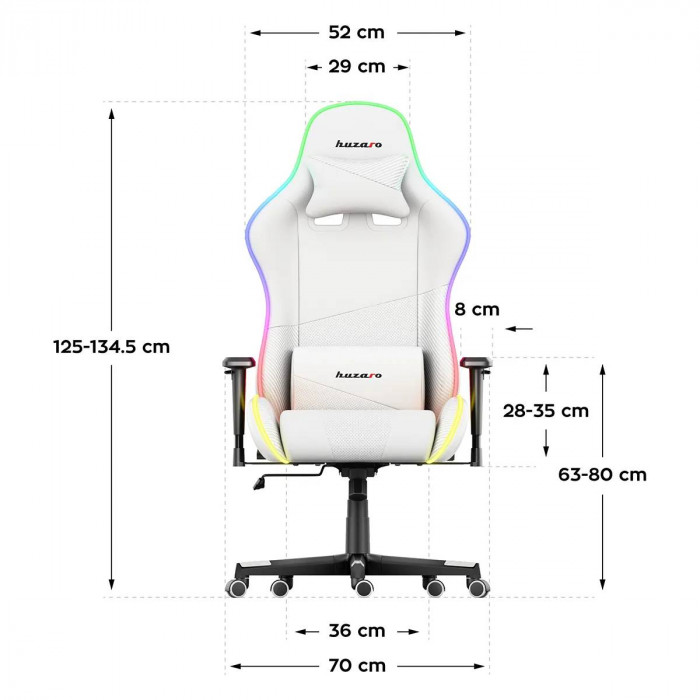 Dimensiunile scaunului Huzaro Force 6.2 White RGB