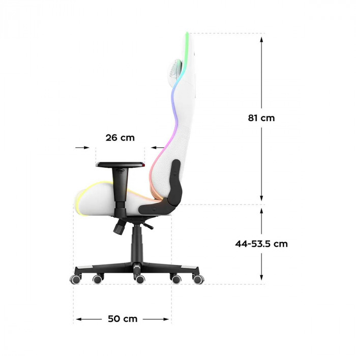 Dimensiunile scaunului Huzaro Force 6.2 White RGB