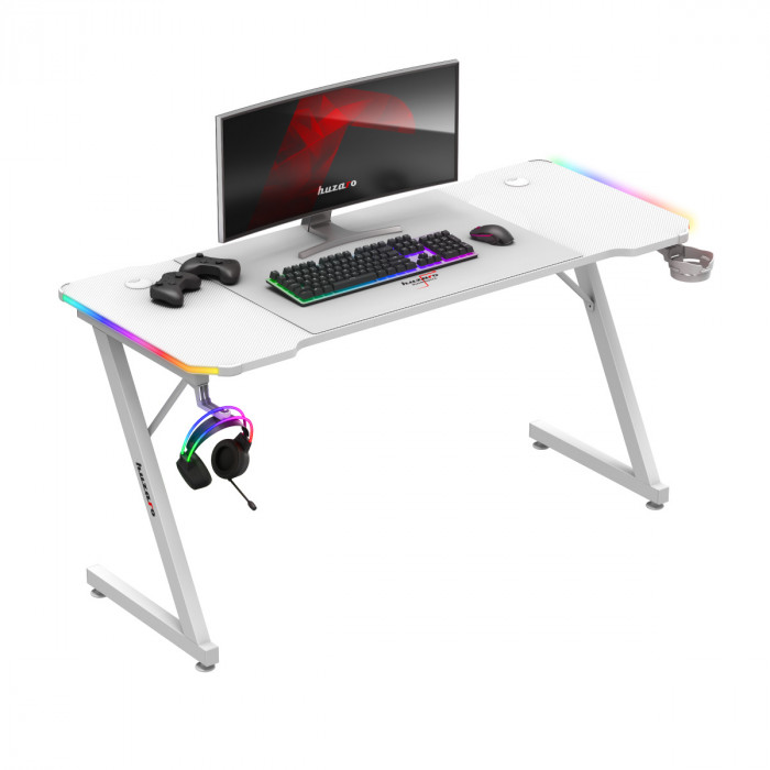 Birou de gaming Huzaro Hero 3.3 RGB alb