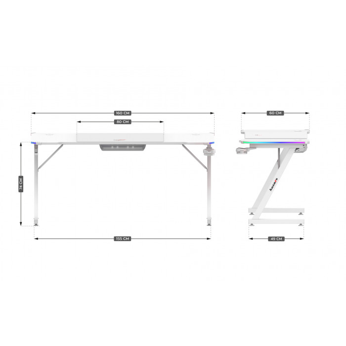 Dimensiunile biroului Hero 4.8 RGB LED