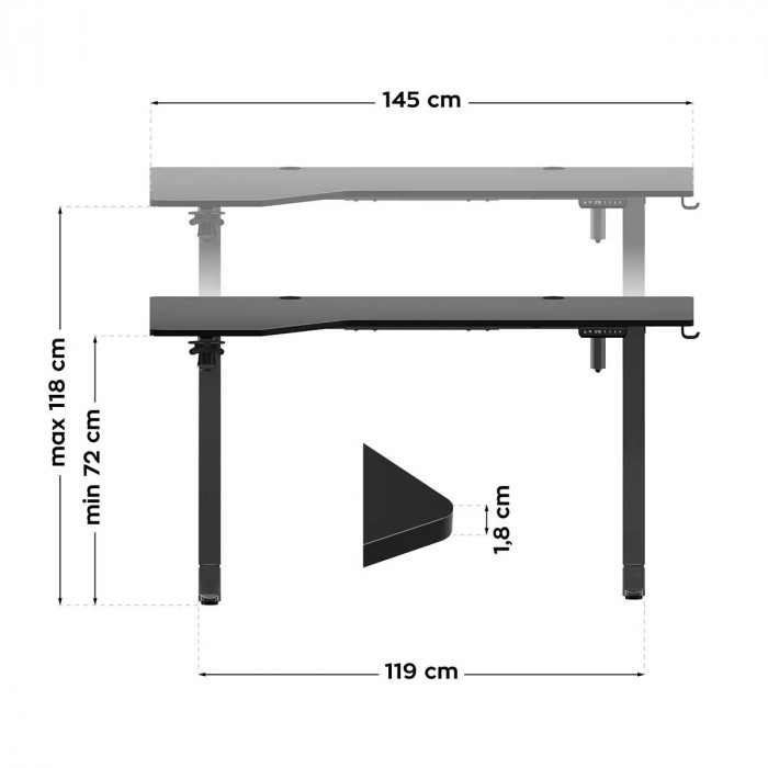 Dimensiunile biroului electric Huzaro Hero 9.1