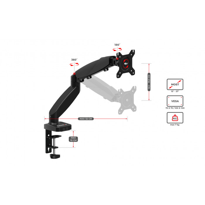 Dimensiunile suportului pentru monitor Huzaro 1.2