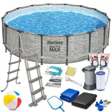 STEEL PRO MAX Piscina cadru rotunda metalic Metal Frame gradina 549 x 122 cm, 18in1 Bestway 5618Y