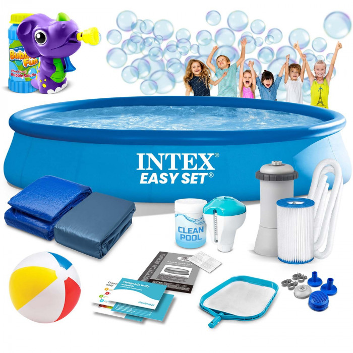 Piscină de grădină extensibilă 457 x 84 cm 15in1 INTEX 28158 + aparat cu bule GRATIS