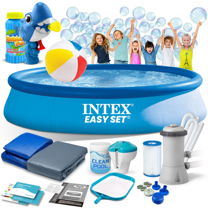 Piscina de grădină gonflabila 396 x 84 cm 15in1 INTEX 28142 + aparat cu bule GRATUIT