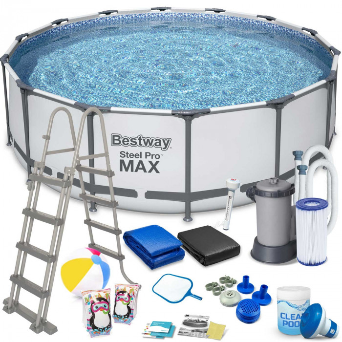 19in1 Bestway 5612Z piscină de grădină cu cadru de metal 488 x 122 cm