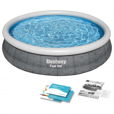 Piscina rotunda gonflabila gradina grădină 366 x 76 cm 4 în 1 Bestway 57443