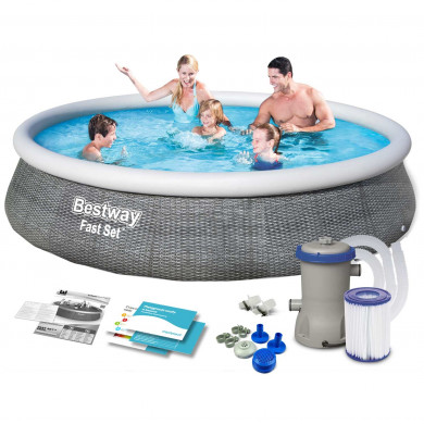 Piscina rotunda gonflabila gradina pentru grădină 396 x 84 cm, set 9 în 1 Bestway 57376