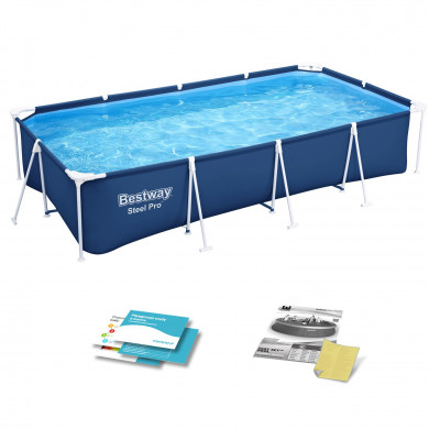 Piscina cadru metalic dreptunghiulara Metal Frame gradina 400 x 211 x 81 cm , 4 în 1 Bestway 56405N