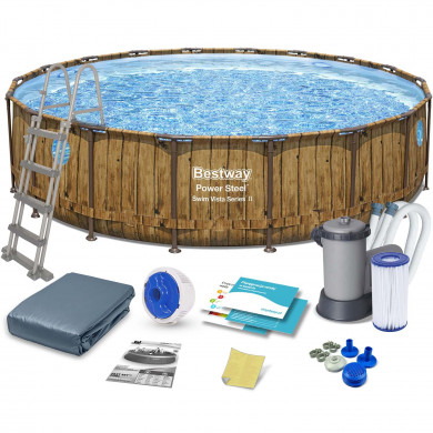 Piscina cadru metalic rotund Metal Frame gradina 549 x 122 cm 12in1 Bestway 56977N