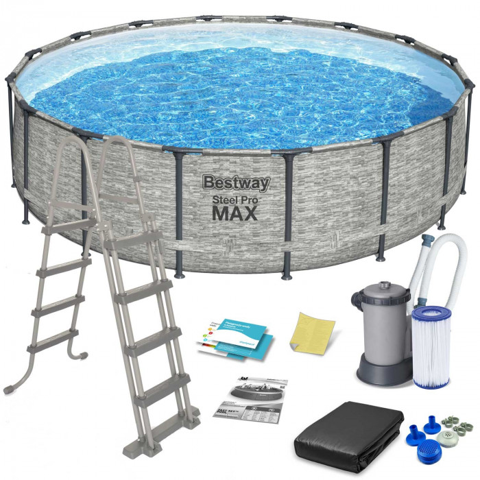 Bestway 5619E piscină de grădină cu cadru de metal 488 x 122 cm 11in1.