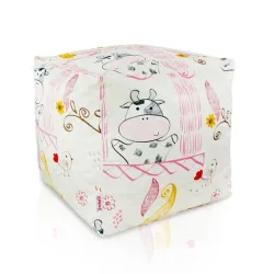 Puf Cub Pătrat - Material Imprimeu Premium