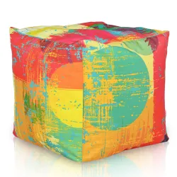 Puf Cub Pătrat - Material Imprimeu Premium