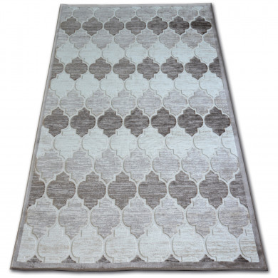 Covor acril Yazz 3766 bej întunecat și maro Moroccan clover Trellis