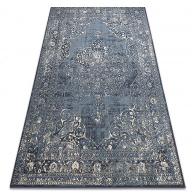Covor Lână NAIN Rozetă vintage 7599/5091 albastru inchis / bej