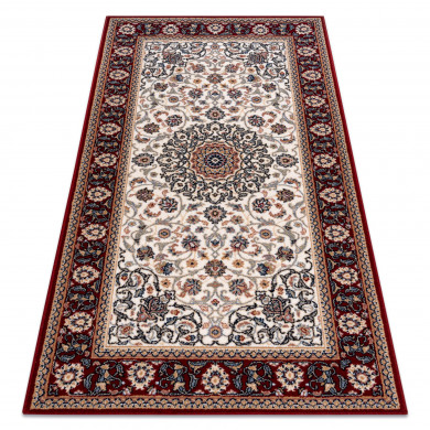 Covor Lână NAIN Ornament, cadru 6635/51036 bej / vin roșu